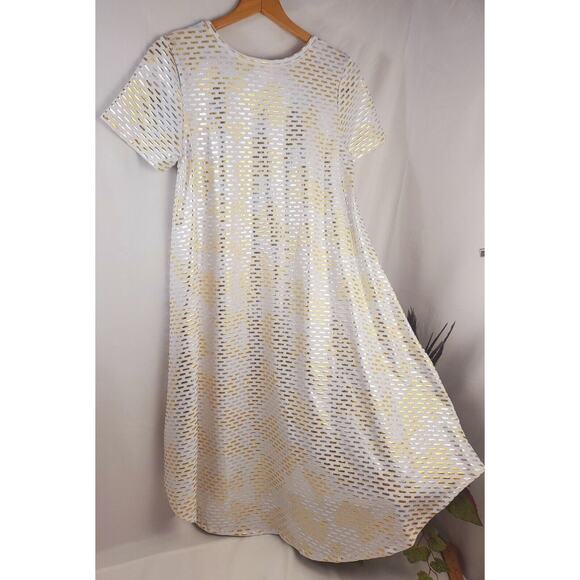 Nwot LuLaRoe Carly Dress XS Metallic Shine Hi Low Swing T-Shirt Womens Mumu Size - Picture 7 of 10